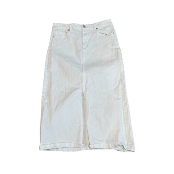 J. Crew Dresses & Skirts - LOFT Outlet Skirt Womens Size 4 White Denim Midi High Rise 5-Pocket
